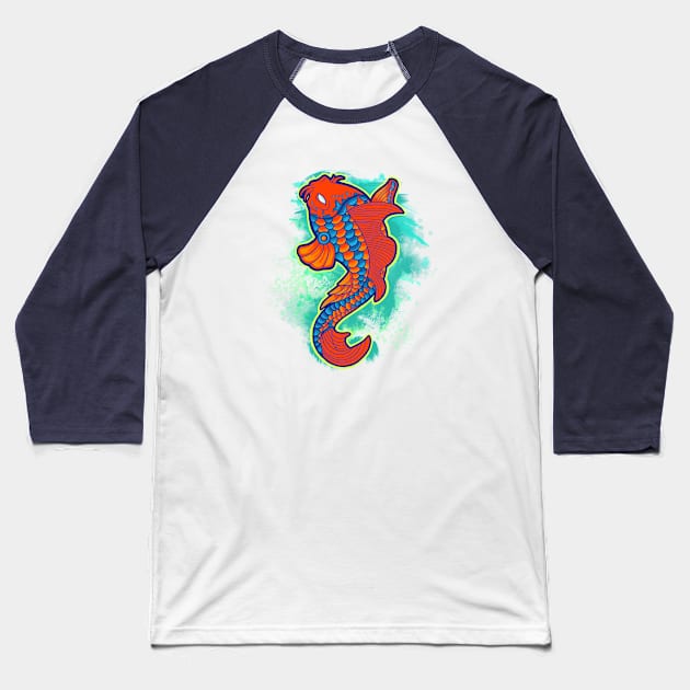 Koi Fish Baseball T-Shirt by Moe Tees